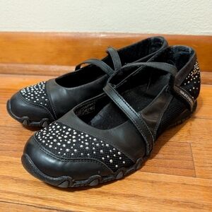 Sketchers Black Sport Mary Jane Style Rhinestone Beaded Accents